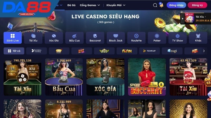 Sảnh cá cược Live Casino Da88