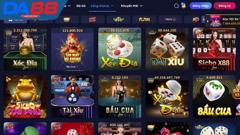 Sảnh cá cược Table Games Da88